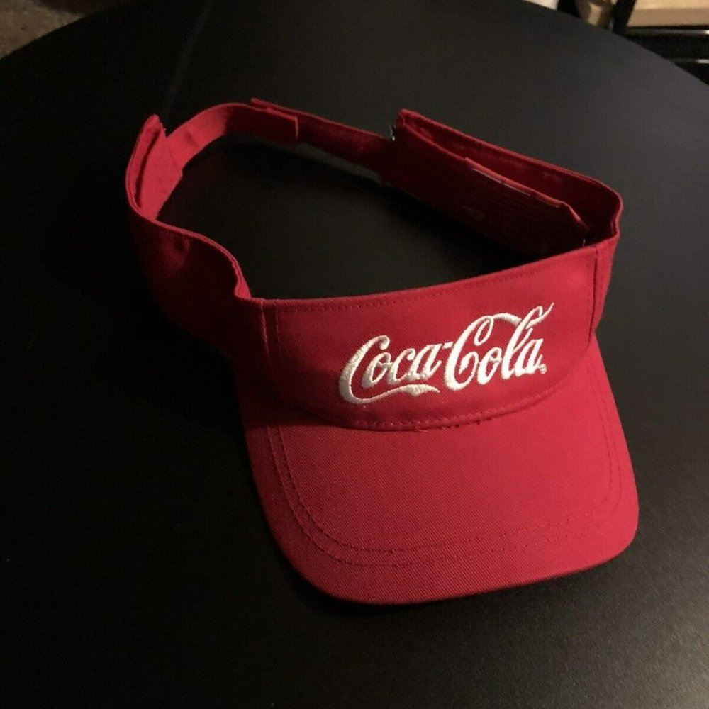 Coca-Cola Visor Hat Cap Adj Golf Sun Red Beach White Logo Recycled Material